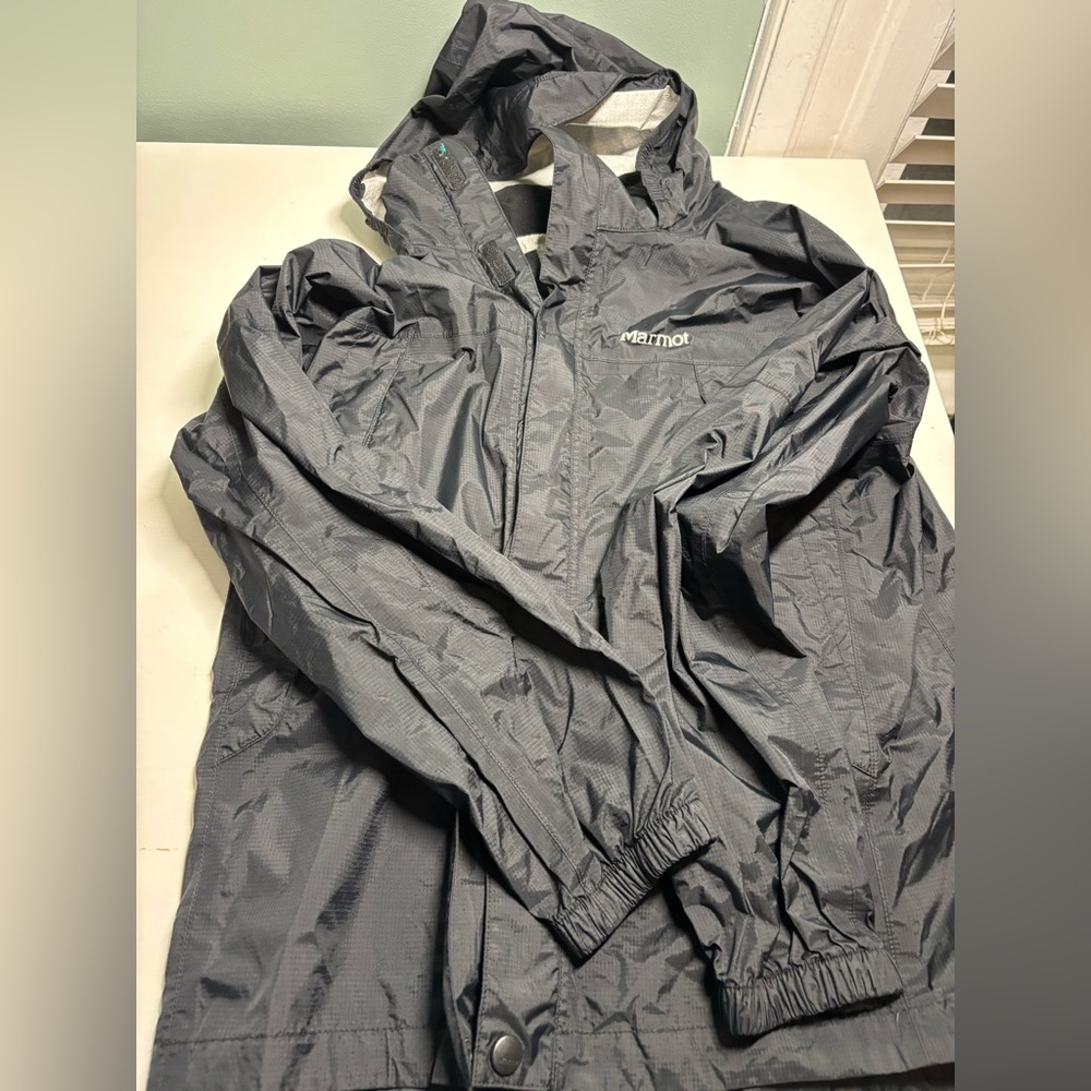 Marmot Nylon Hooded Full-Zip Rain Jacket CC-440 — Women’s Size Large — Black